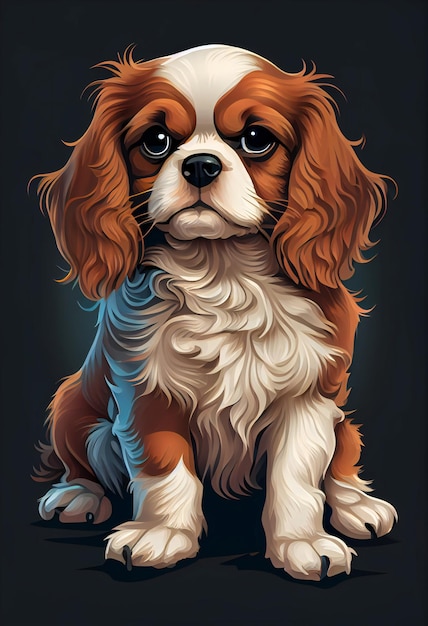 Cavalier Cute Puppy Dog wysokiej jakości druk grafiki wektorowej