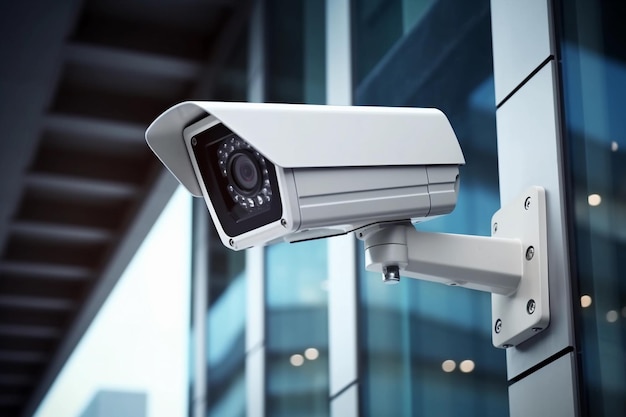 CCTV na ścianie na zewnątrz budynku Generative AI