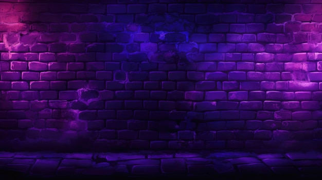 Ceglany mur tła elektryczne purpurowe grunge tekstury lub wzór do projektowania Generative ai