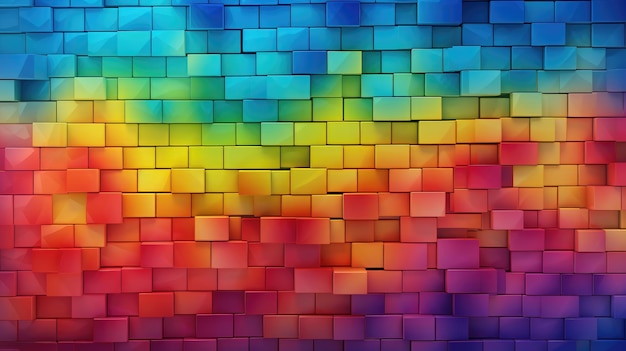 Ceglany mur tło spektrum kolorów grunge tekstury lub wzór do projektowania tapety Generative ai