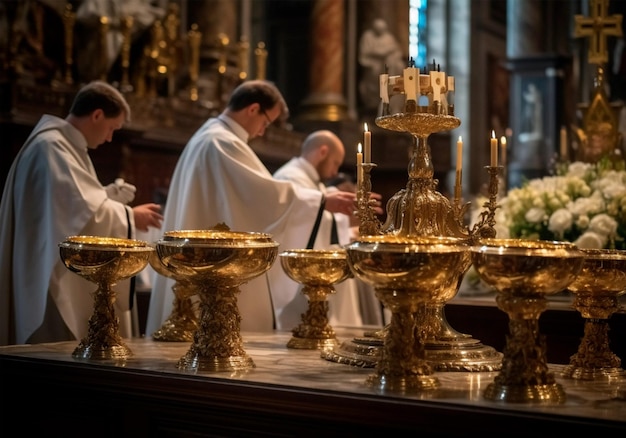 Zdjęcie celebracja eucharystii ai wygenerowała chrześcijańską tradycję