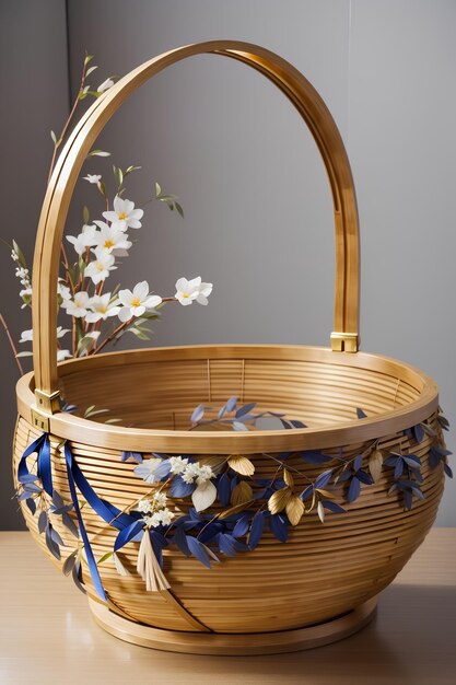 Celestial Elegance Bamboo Basket ai generator