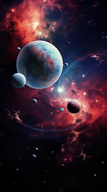 Celestial Symphony Kosmiczny widok Księżyca i planet Serenada księżycowa Przebłyski Księżyca i planet