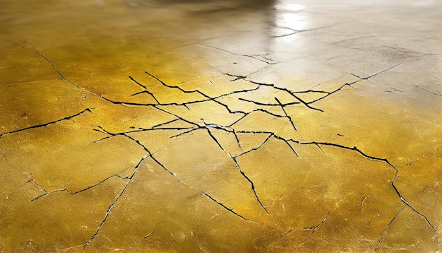Cementowa podłoga z pęknięciami Powierzchnia betonu po trzęsieniu ziemi Abstrakcyjna generatywna ilustracja AI