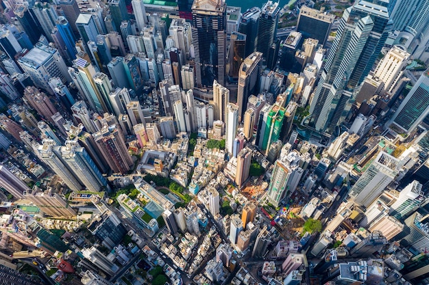 Central, Hongkong 29 kwietnia 2019: Widok z góry na miasto Hongkong