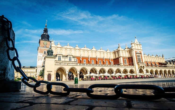 Centralny rynek w krakowie w polsce