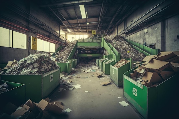 Centrum recyklingu, w którym sortowane są różne rodzaje surowców wtórnych i przygotowywane do ponownego użycia