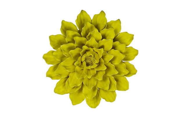 Ceramiczna chryzantema kwiatowa do dekoracji na białym tle Kwiat dekoracyjny w kolorze żółtym