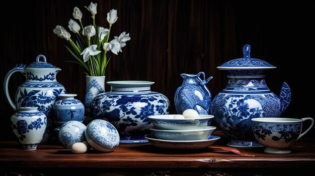 ceramika porcelana chińska ilustracja w stylu chińskim