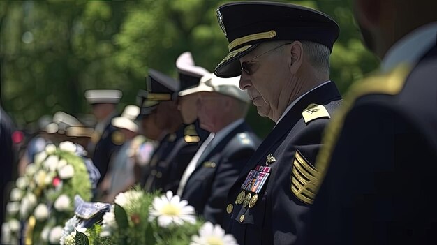 Ceremonia upamiętniająca zgromadziła ludzi ze wszystkich środowisk, aby uhonorować i oddać hołd tym, którzy złożyli najwyższą ofiarę za naszą wolność Wygenerowane przez AI