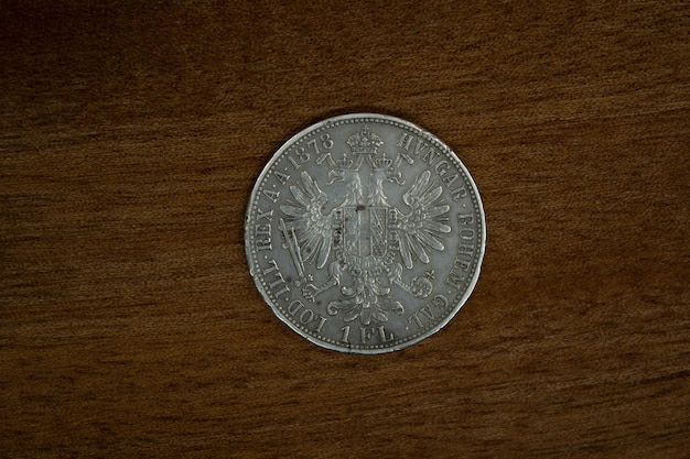 Cesarstwo Austriackie Srebrna Moneta 1 Floren 1878, Głowa Franciszka Józefa, Orzeł Cesarski Z Tarczą Na Piersi