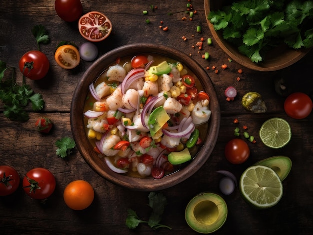 Ceviche w wiejskiej kuchni Fotografia żywności