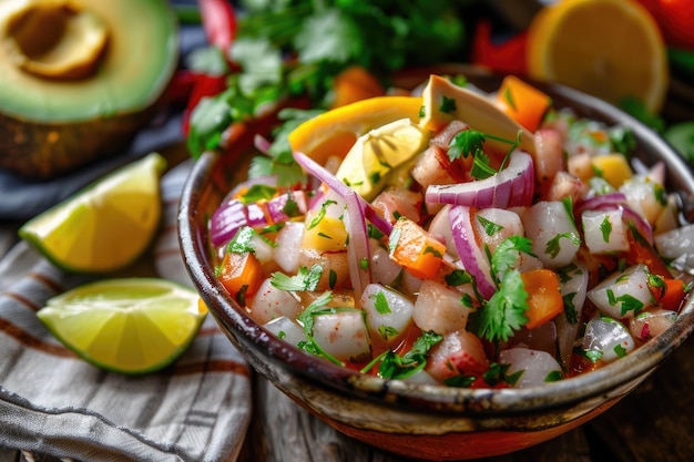 Ceviche z góry Pyszne peruwiańskie jedzenie