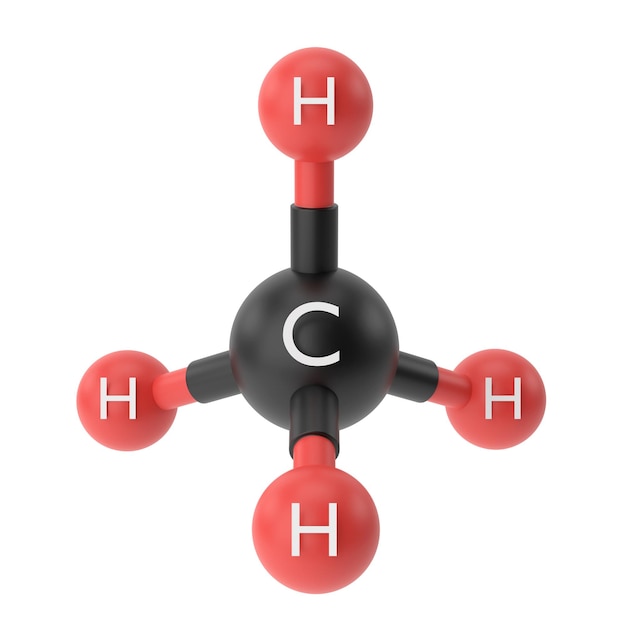 Zdjęcie ch4 metanu wzór chemiczny 3d struktura chemiczna ilustracja 3d