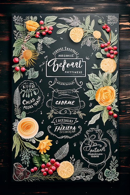 Chalkboard Harvest Brews Kapryśne jesienne menu kawowe