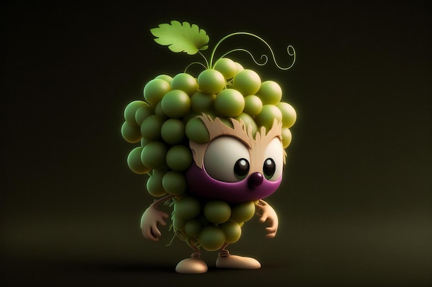 Charakter winogron z zabawnym wyrazem twarzy