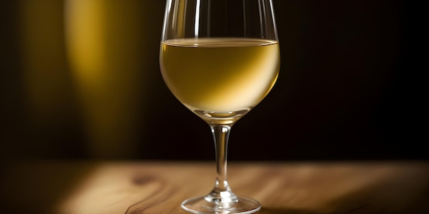 Chardonnay Macrostie Sonoma CA w stylowym szklanym minimalistycznym na drewnianym stole