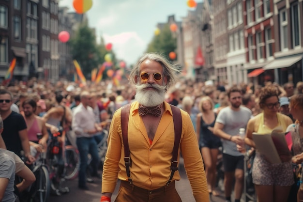 Charyzmatyczni przyjaciele na Paradzie Dumy LGBTQ w Amsterdamie Amsterdam Pride Celebration