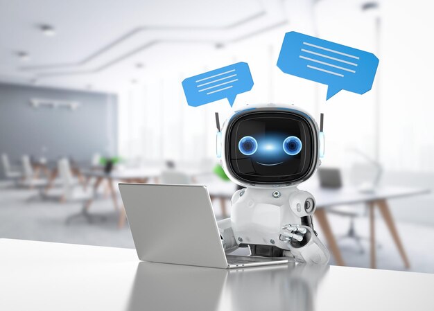 Chatbot lub asystent robota czat z dymkiem