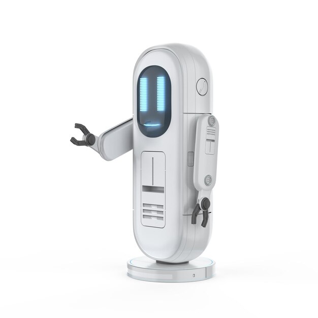 Zdjęcie chatbot lub asystent robota na czacie otwierają pustą rękę