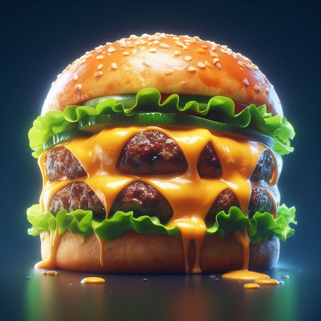 Zdjęcie cheeseburger z topiącym się serem