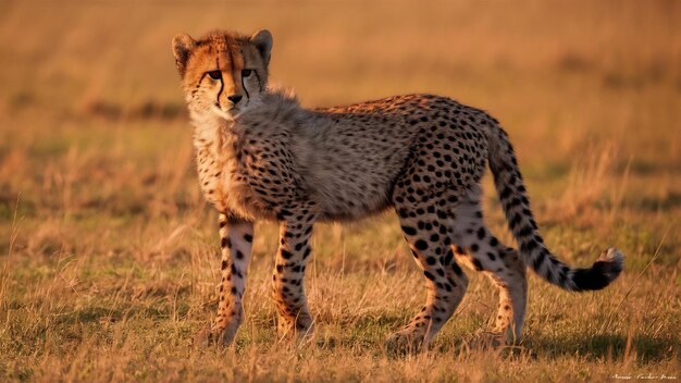 Cheetah acinonyx jubatus, 18 miesięcy, stojący