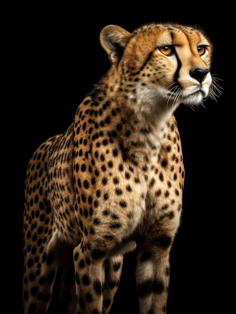 Cheetah Studio Shot izolowany na czarnym tle Generatywna sztuczna inteligencja