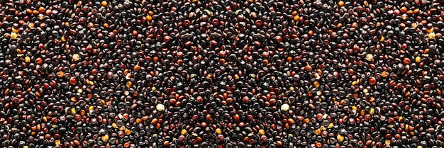 Chenopodium quinoa teksturowane tło ziaren czarnej komosy ryżowej zbliżenie nasion