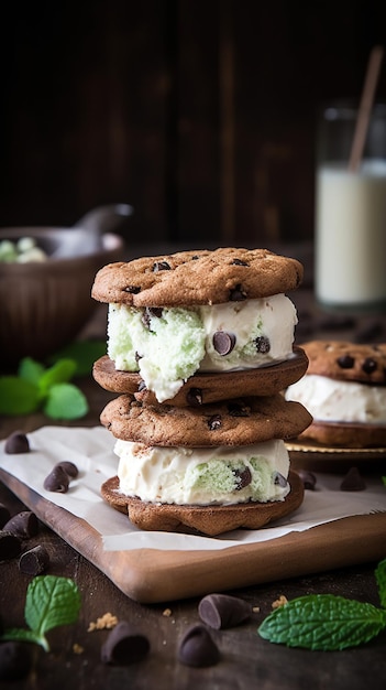 Chewy Chocolate Bliss Orzeźwiająca kanapka z lodami i dwoma nieodparcie czekoladowymi ciasteczkami do żucia