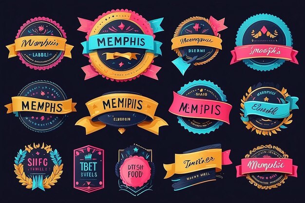 Chic Memphis Styled Ribbons Etykiety Tagi Podnieś swoją markę