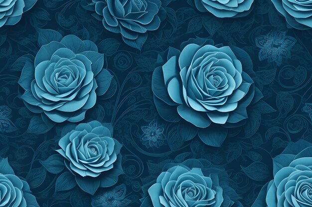 Chic Navy Roses Vector w pięknych bezszwowych wzorach