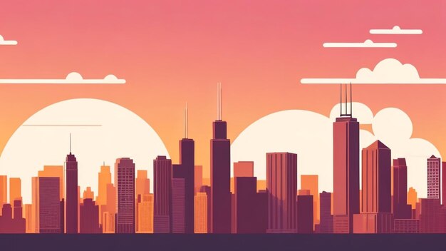 Zdjęcie chicago skyline w sunset vector minty serenity