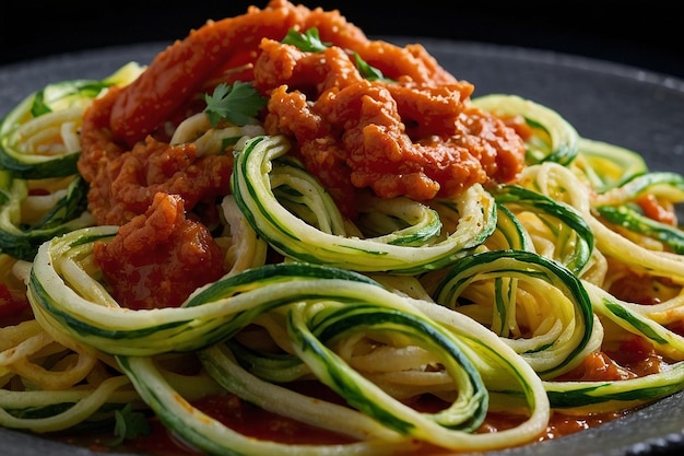 Zdjęcie chicharrn zoodles z marinara