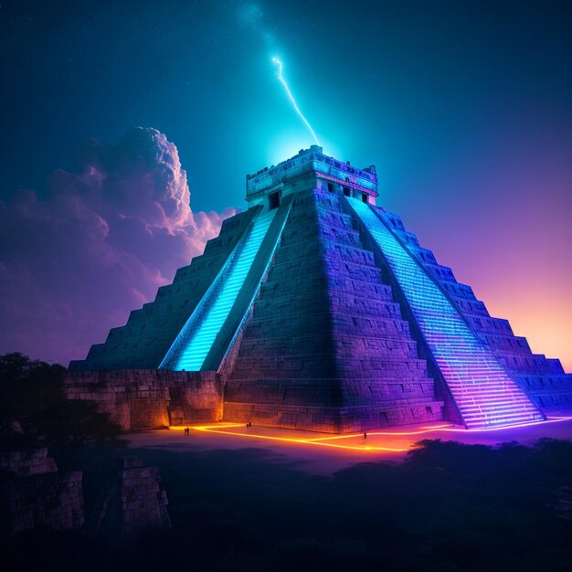 Chichen itza piramida łacińska futurystyczne zdjęcie