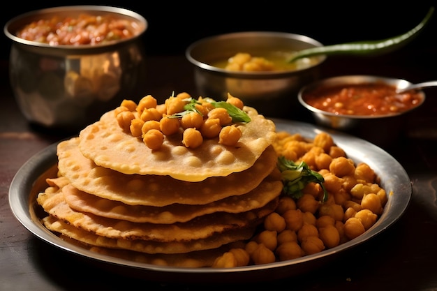 Chickpea Chana Paratha popularne indyjskie jedzenie