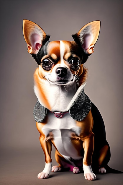 Chihuahua w modnych ubraniach i akcesoriach Chihuahua izolowany na przezroczystym tle
