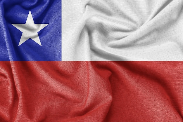 Chile Flaga Kraju Tło Realistyczna Jedwabna Tkanina