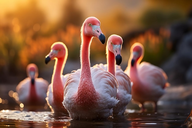 Chilijskie flamingi phoenicopterus chilensis Generatywna sztuczna inteligencja