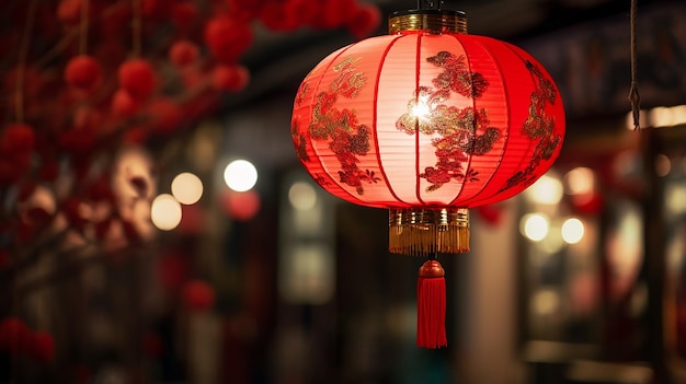 Chińska czerwona latarnia w noc chińskiego Nowego Roku