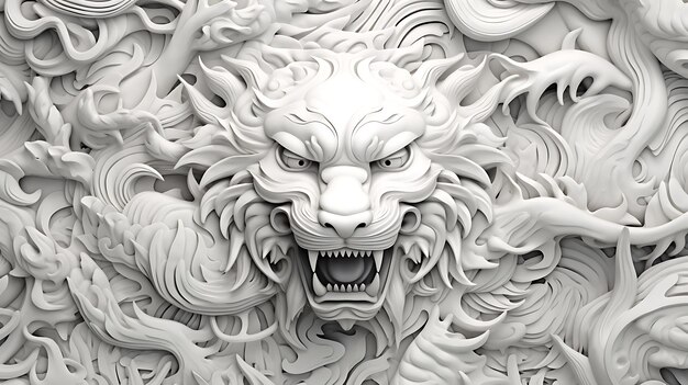 Zdjęcie chińska dynastia porcelanowa smok i tygrys tekstura tła