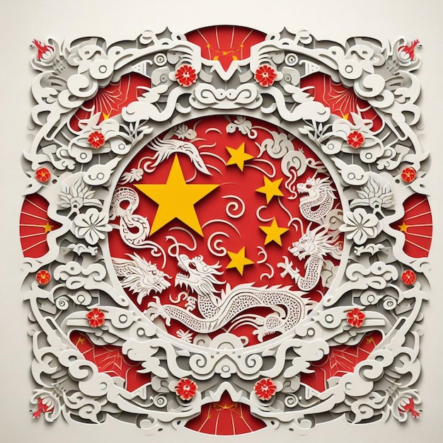Chińska flaga dziedzictwo uhonorujące trwały symbol chińskiego dziedzictwa kulturowego