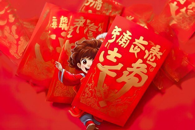 Zdjęcie chińska karta noworoczna na świętowanie chińskiego nowego roku