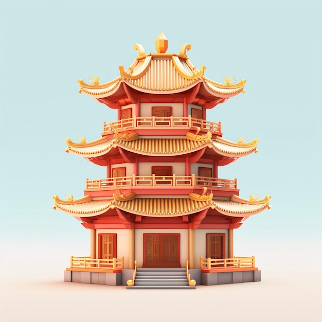 Chińska tradycyjna architektura pagoda punkt zwrotny budynku ilustracja
