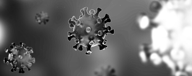 Chiński koronawirus COVID-19 pod mikroskopem. Streszczenie tło, koncepcja infekcji pandemicznej kwarantanny