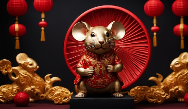 chiński nowy rok chiński zodiak zwierzę szczur tło 3d chiński nowy rok tło tapeta