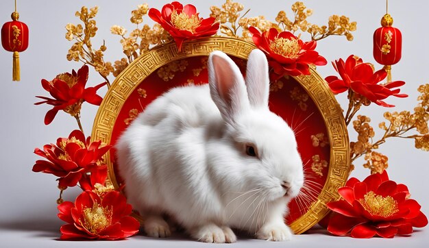 Zdjęcie chiński nowy rok królik chiński nowy rok tło chiński nowy roku tło 3d