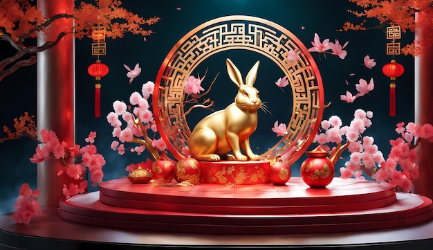 Chiński nowy rok królik chiński nowy rok znaki zodiaku królik Chiński Nowy rok tło