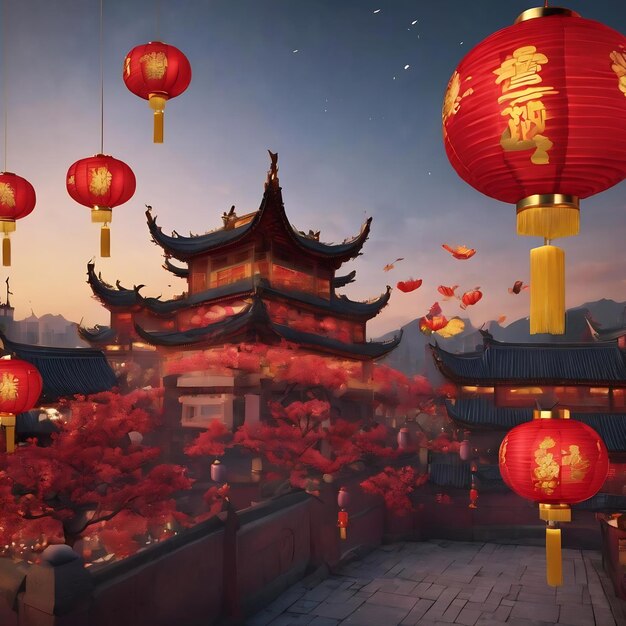 chiński nowy rok projekt festiwal wiosny festiwal latarni czerwone złoto
