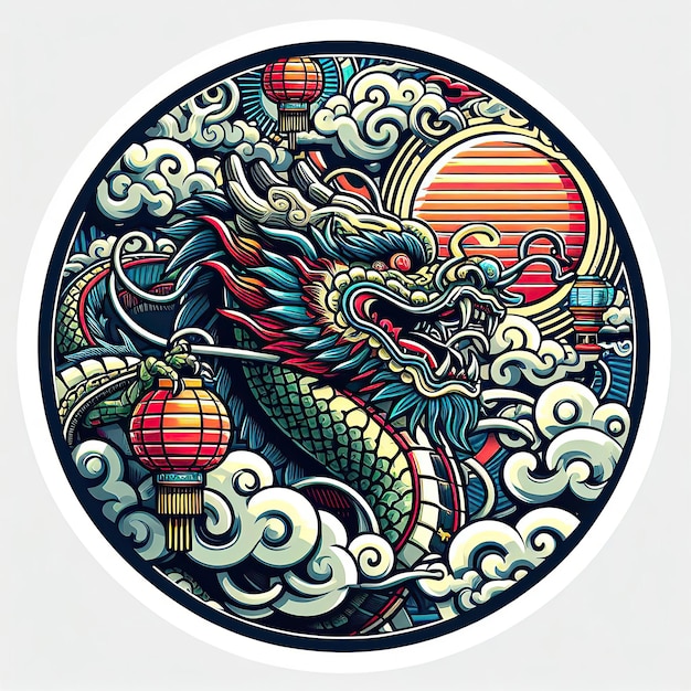 Zdjęcie chiński nowy rok z ikoną smoka i symbolem w kulturze chińskiej
