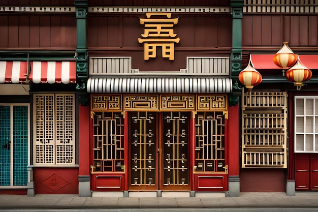 Chińskie fasady budynków i sklepy dla projektowania gier 2D